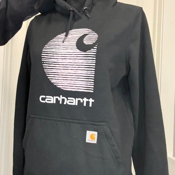 Carhartt Women's Black Logo Hoodie Rain Defender Relaxed Fit Size S - Picture 2 of 4